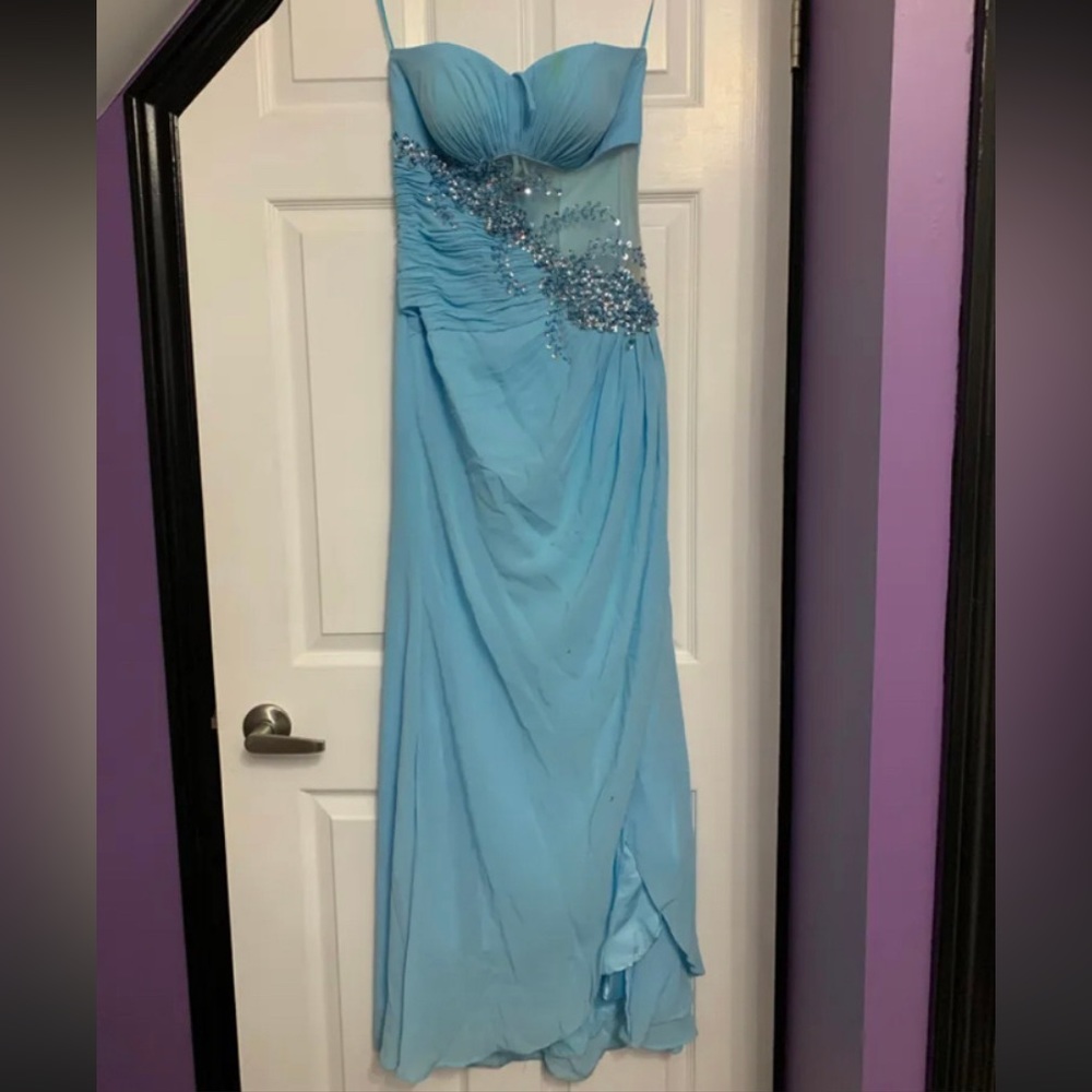 Light blue gowned